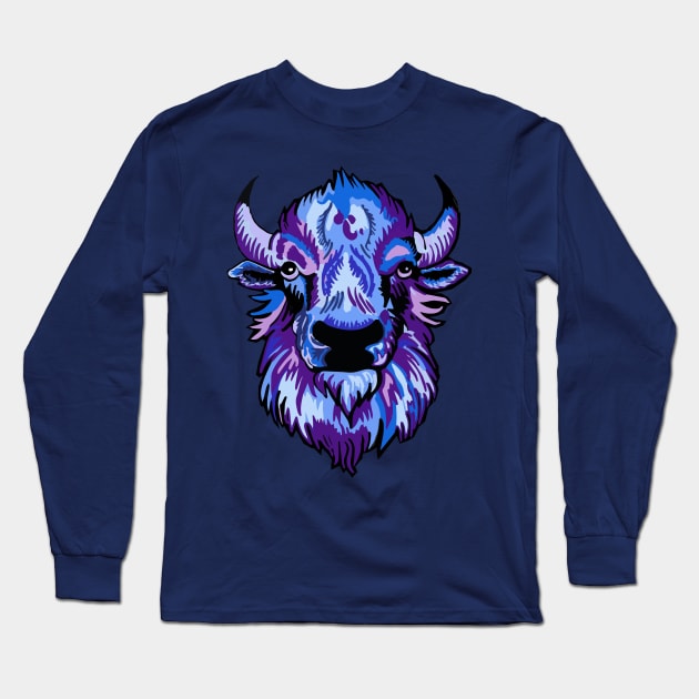 Mindful Vivid Buffalo in Purple & Blue Long Sleeve T-Shirt by vividbuffalo